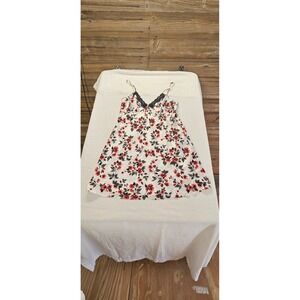 Ambrielle Floral Satin Lace Trim Chemise Nightgown Cream Red Black Large